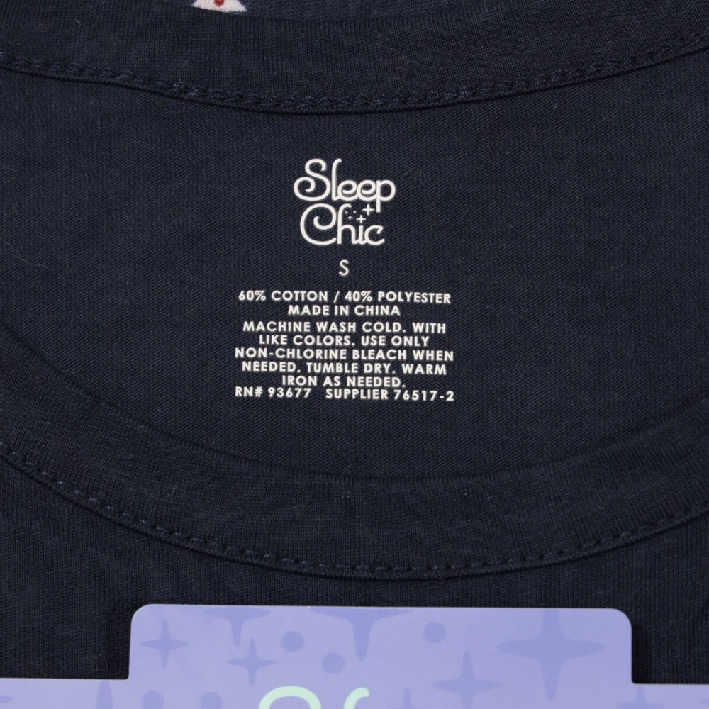 Sleep Chic Women's Christmas Pajama Set 2-Piece Graphic Tee & Pants Navy Size S - Picture 7 of 8